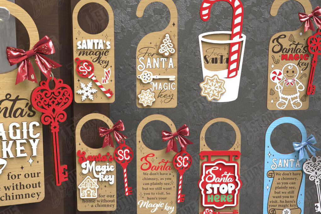 Σετ των 2 Intra απο ξύλο plywood 3mm-4mm πάχος Χριστουγεννιάτικο Κρεμάστρας Πόρτας | Αργία Δίασταση 15x15 cm INTRAFABR-110597078