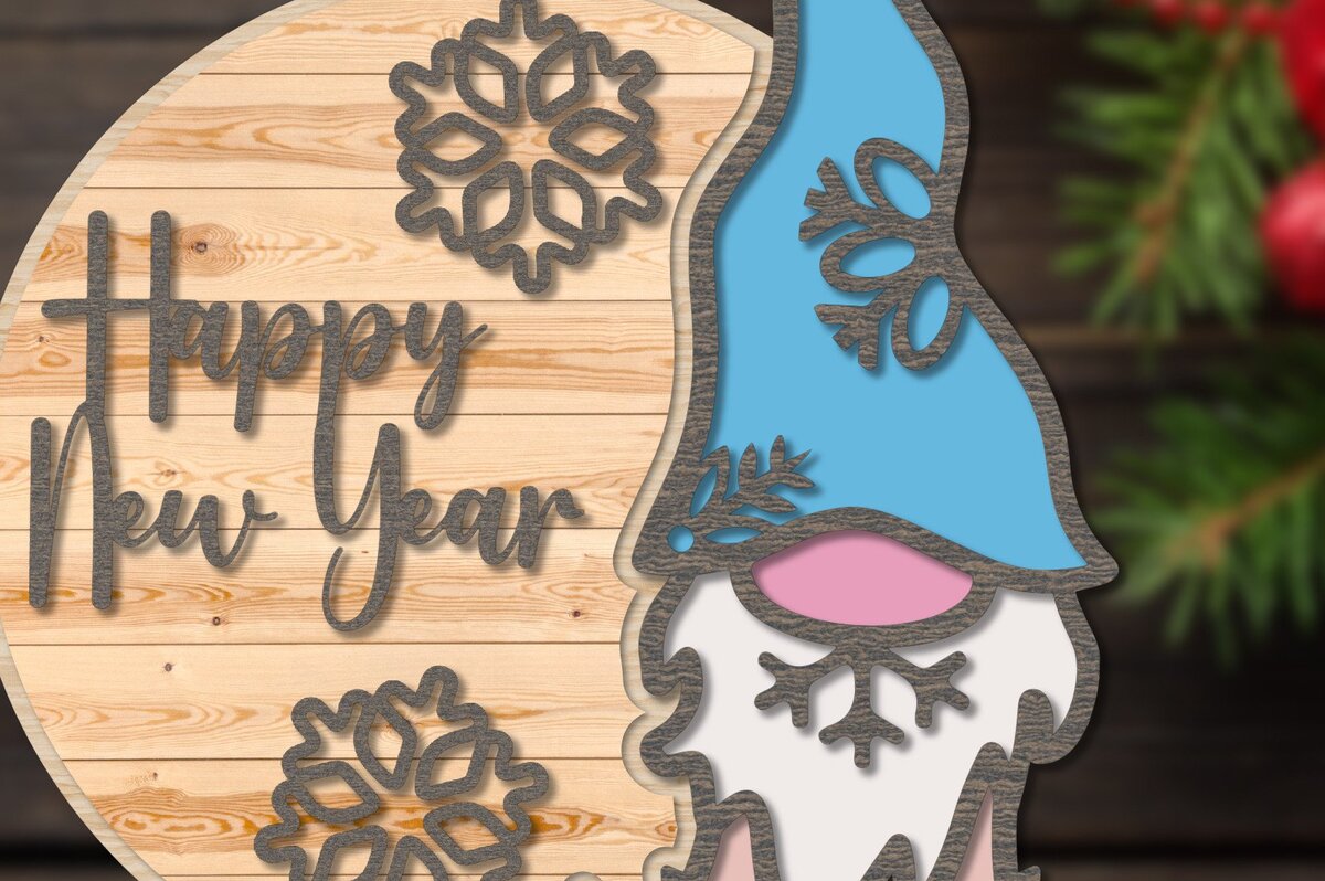 Intra απο ξύλο plywood 3mm-4mm πάχος Χριστουγεννιάτικη κρεμάστρα πόρτας Gnome #2 Δίασταση 40x40 cm INTRAFABR-39642739