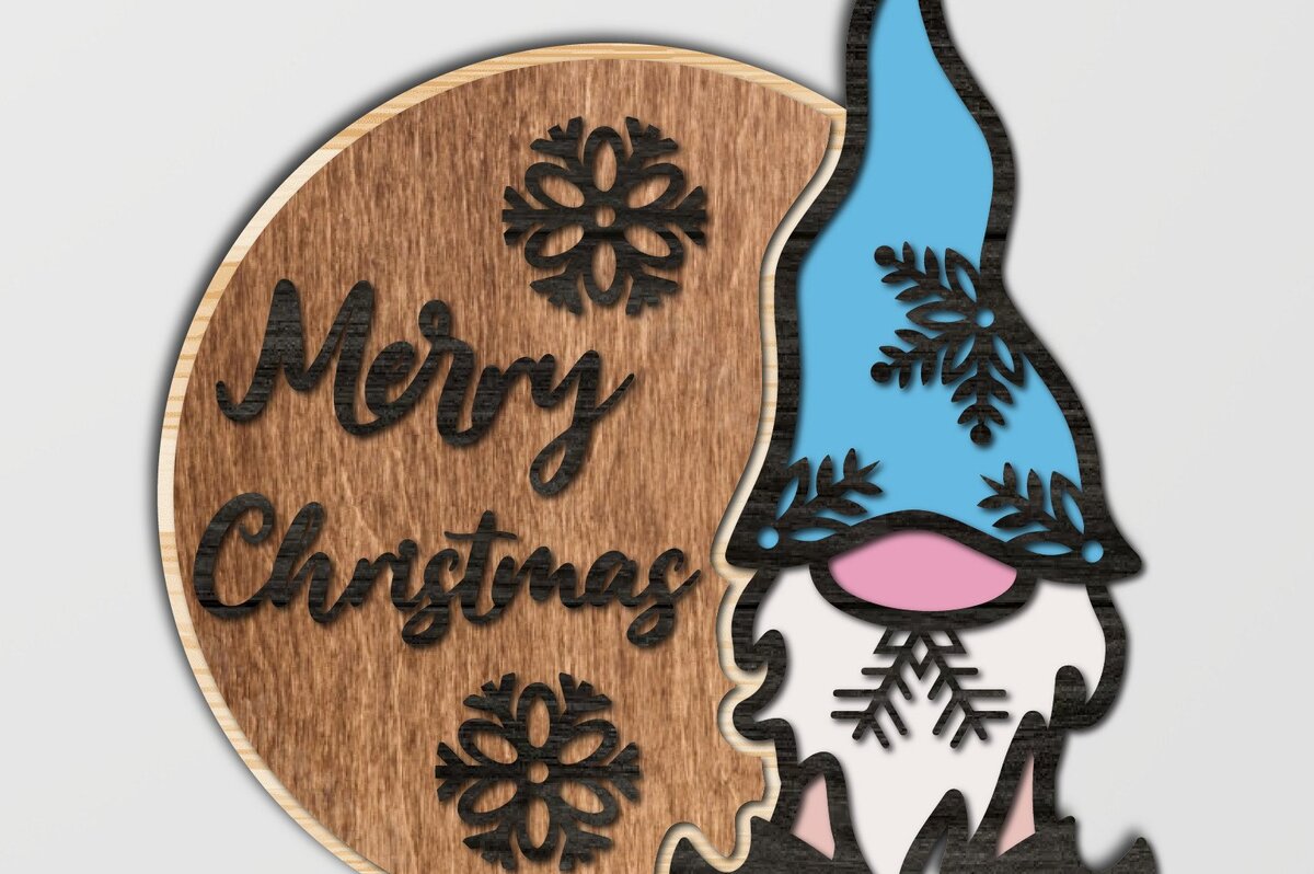 Intra απο ξύλο plywood 3mm-4mm πάχος Χριστουγεννιάτικη κρεμάστρα πόρτας Gnome #3 Δίασταση 40x40 cm INTRAFABR-40591651