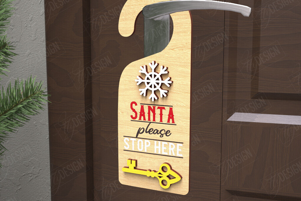 Σετ των 2 Intra απο ξύλο plywood 3mm-4mm πάχος Χριστουγεννιάτικη κρεμάστρα πόρτας | Διακόσμηση διακοπών Δίασταση 15x15 cm INTRAFABR-110596383