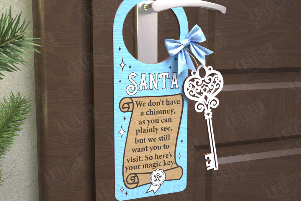 Σετ των 2 Intra απο ξύλο plywood 3mm-4mm πάχος Χριστουγεννιάτικη κρεμάστρα πόρτας | Διακόσμηση διακοπών Δίασταση 15x15 cm INTRAFABR-110596641