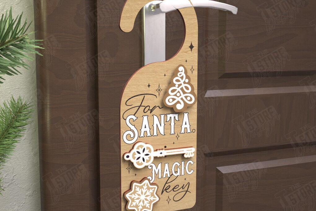 Σετ των 2 Intra απο ξύλο plywood 3mm-4mm πάχος Χριστουγεννιάτικη κρεμάστρα πόρτας | Διακόσμηση διακοπών Δίασταση 15x15 cm INTRAFABR-110596650