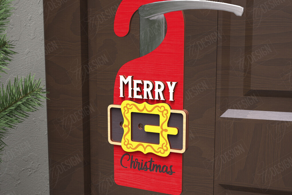 Σετ των 2 Intra απο ξύλο plywood 3mm-4mm πάχος Χριστουγεννιάτικη κρεμάστρα πόρτας | Διακόσμηση διακοπών Δίασταση 15x15 cm INTRAFABR-110596338