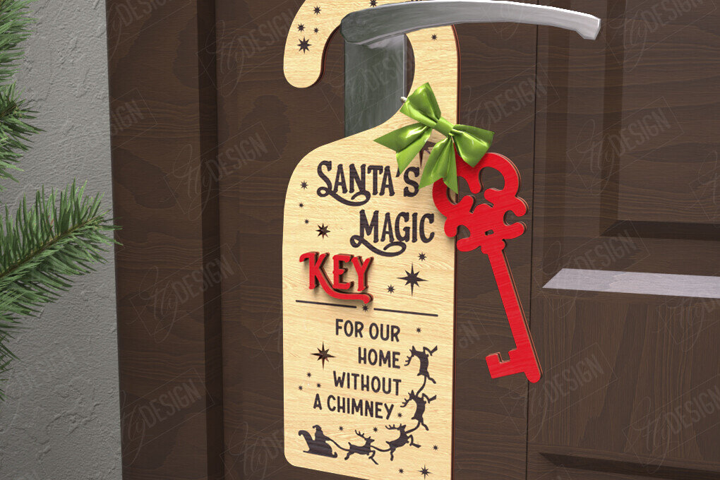 Σετ των 2 Intra απο ξύλο plywood 3mm-4mm πάχος Χριστουγεννιάτικη κρεμάστρα πόρτας | Διακόσμηση διακοπών Δίασταση 15x15 cm INTRAFABR-110596342