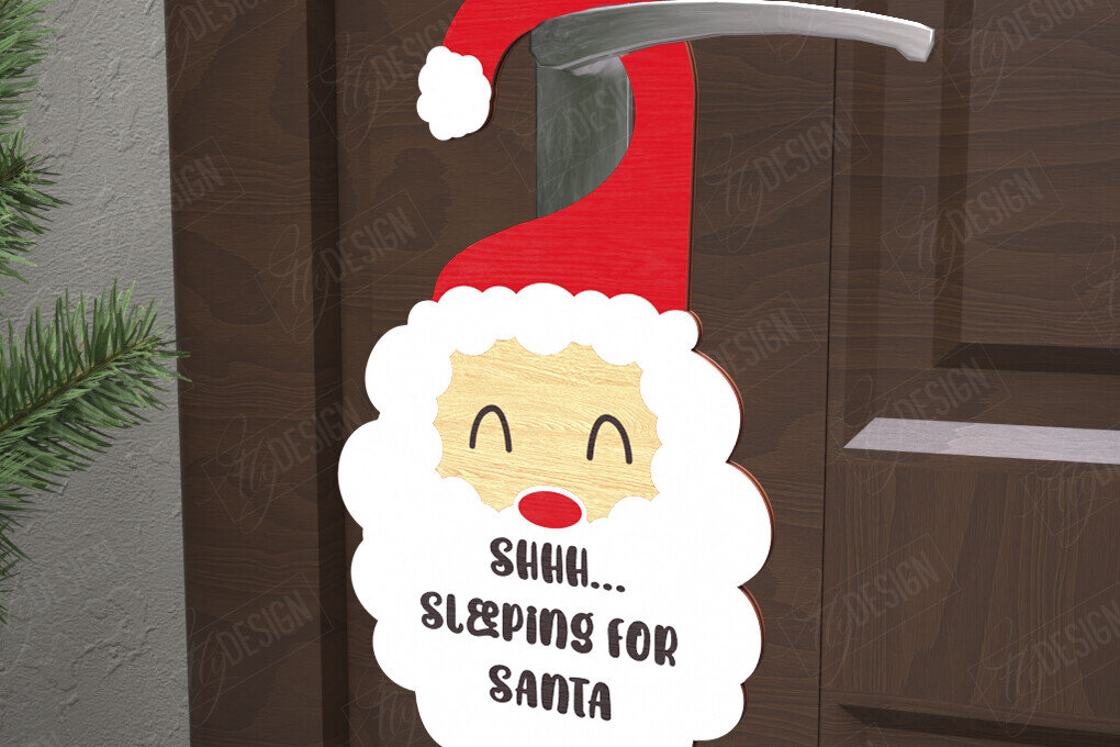 Σετ των 2 Intra απο ξύλο plywood 3mm-4mm πάχος Χριστουγεννιάτικη κρεμάστρα πόρτας | Διακόσμηση διακοπών Δίασταση 15x15 cm INTRAFABR-110596349