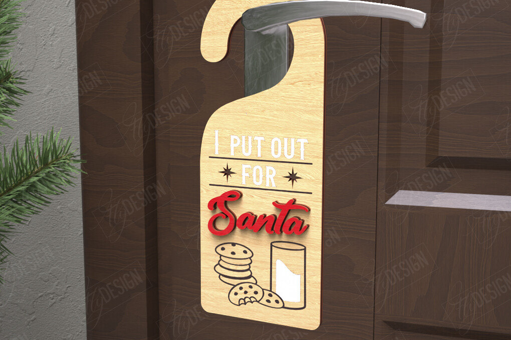 Σετ των 2 Intra απο ξύλο plywood 3mm-4mm πάχος Χριστουγεννιάτικη κρεμάστρα πόρτας | Διακόσμηση διακοπών Δίασταση 15x15 cm INTRAFABR-110596366