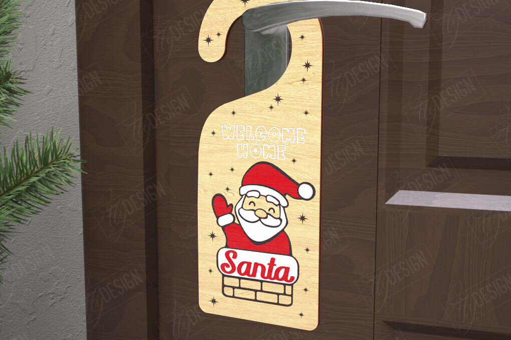 Σετ των 2 Intra απο ξύλο plywood 3mm-4mm πάχος Χριστουγεννιάτικη κρεμάστρα πόρτας | Διακόσμηση διακοπών Δίασταση 15x15 cm INTRAFABR-110596378