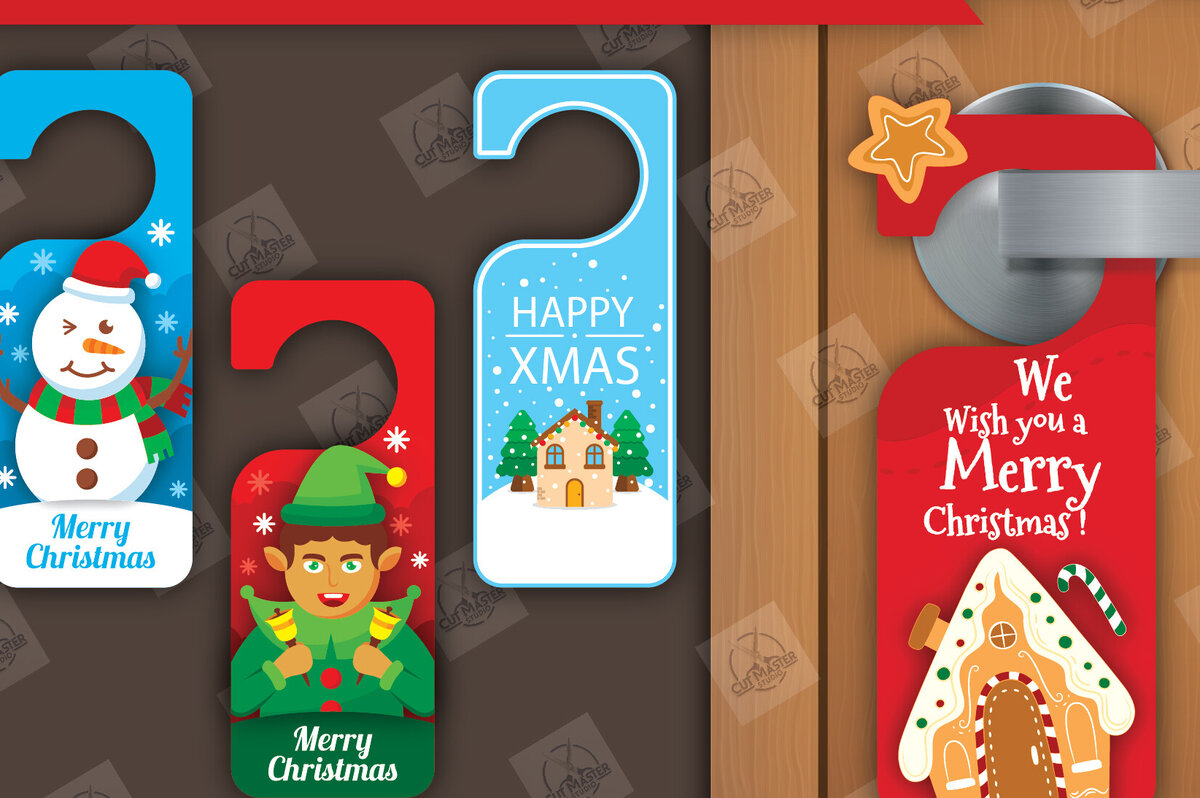 Σετ των 2 Intra απο ξύλο plywood 3mm-4mm πάχος Χριστουγεννιάτικη κρεμάστρα πόρτας κομμένη δέσμη με λέιζερ Δίασταση 15x15 cm INTRAFABR-110858618