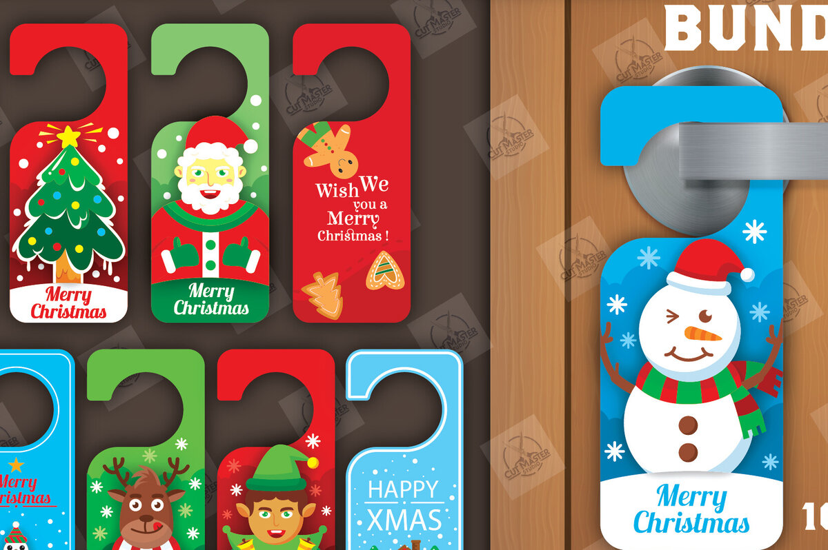 Σετ των 2 Intra απο ξύλο plywood 3mm-4mm πάχος Χριστουγεννιάτικη κρεμάστρα πόρτας κομμένη δέσμη με λέιζερ Δίασταση 15x15 cm INTRAFABR-110858714