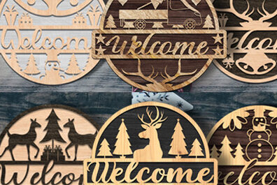 Σετ των 2 Intra απο ξύλο plywood 3mm-4mm πάχος Χριστουγεννιάτικη κρεμάστρα πόρτας κομμένη δέσμη με λέιζερ Δίασταση 15x15 cm INTRAFABR-73559402