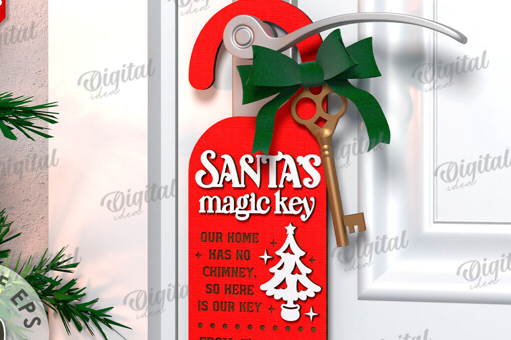 Σετ των 2 Intra απο ξύλο plywood 3mm-4mm πάχος Χριστουγεννιάτικη κρεμάστρα πόρτας σχέδιο κοπής με λέιζερ Δίασταση 15x15 cm INTRAFABR-108453510