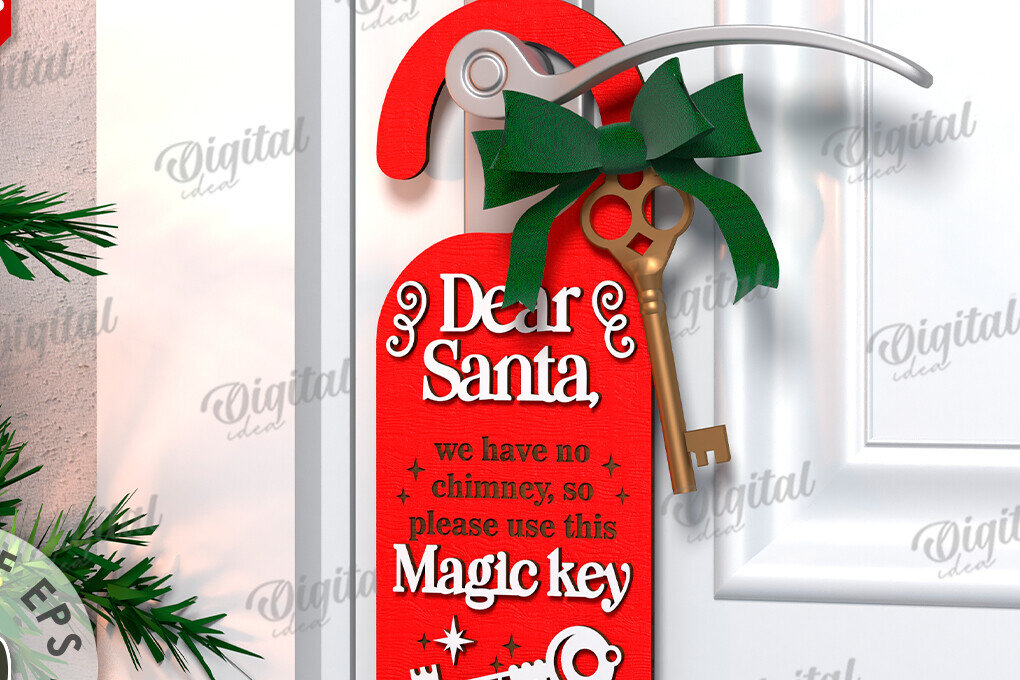 Σετ των 2 Intra απο ξύλο plywood 3mm-4mm πάχος Χριστουγεννιάτικη κρεμάστρα πόρτας σχέδιο κοπής με λέιζερ Δίασταση 15x15 cm INTRAFABR-108453125