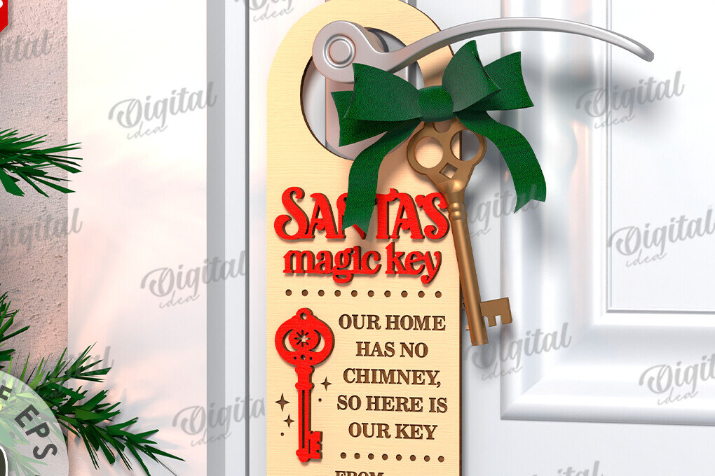 Σετ των 3 Intra απο ξύλο plywood 3mm-4mm πάχος Χριστουγεννιάτικη κρεμάστρα πόρτας σχέδιο κοπής με λέιζερ Δίασταση 15x15 cm INTRAFABR-108453047