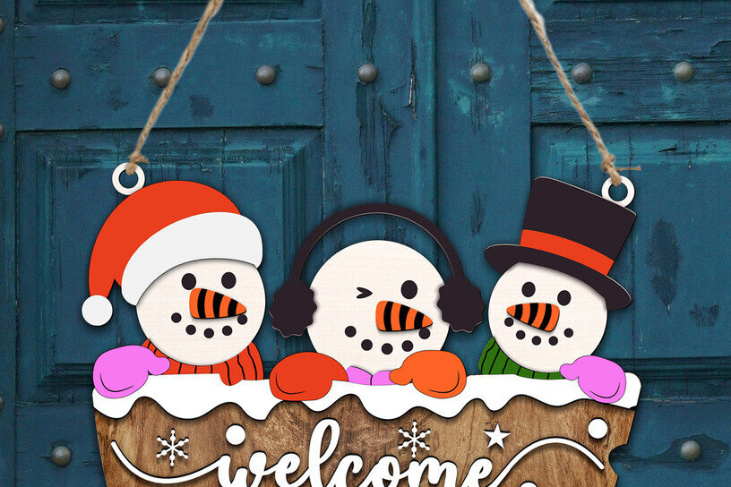 Σετ των 2 Intra απο ξύλο plywood 3mm-4mm πάχος Χριστουγεννιάτικη κρεμάστρα πόρτας κομμένη λίμα με λέιζερ Δίασταση 15x15 cm INTRAFABR-119003861