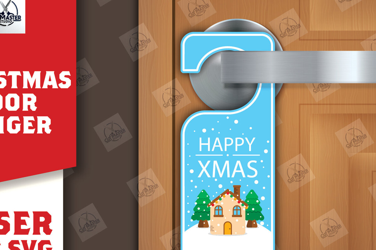 Σετ των 3 Intra απο ξύλο plywood 3mm-4mm πάχος Χριστουγεννιάτικη κρεμάστρα πόρτας Δίασταση 15x15 cm INTRAFABR-110858532