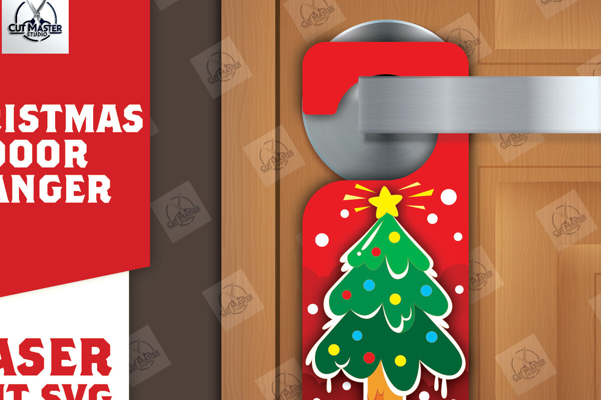 Σετ των 2 Intra απο ξύλο plywood 3mm-4mm πάχος Χριστουγεννιάτικη κρεμάστρα πόρτας Δίασταση 15x15 cm INTRAFABR-110781604