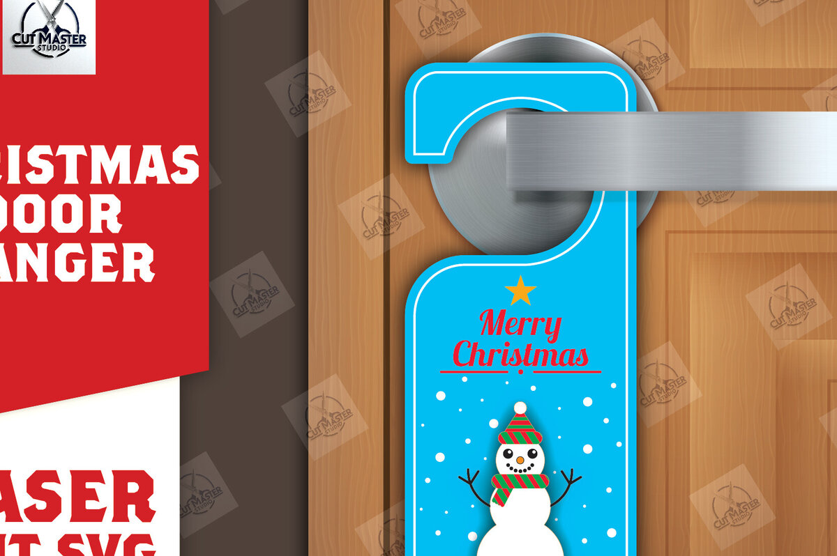 Σετ των 2 Intra απο ξύλο plywood 3mm-4mm πάχος Χριστουγεννιάτικη κρεμάστρα πόρτας Δίασταση 15x15 cm INTRAFABR-110781729