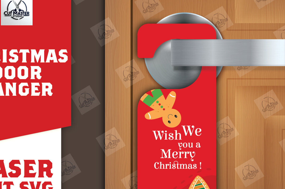 Σετ των 2 Intra απο ξύλο plywood 3mm-4mm πάχος Χριστουγεννιάτικη κρεμάστρα πόρτας Δίασταση 15x15 cm INTRAFABR-110781800