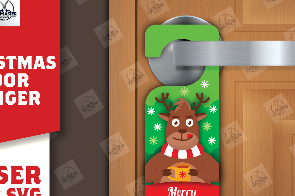 Σετ των 2 Intra απο ξύλο plywood 3mm-4mm πάχος Χριστουγεννιάτικη κρεμάστρα πόρτας Δίασταση 15x15 cm INTRAFABR-110858451