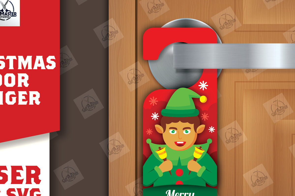 Σετ των 2 Intra απο ξύλο plywood 3mm-4mm πάχος Χριστουγεννιάτικη κρεμάστρα πόρτας Δίασταση 15x15 cm INTRAFABR-110858477