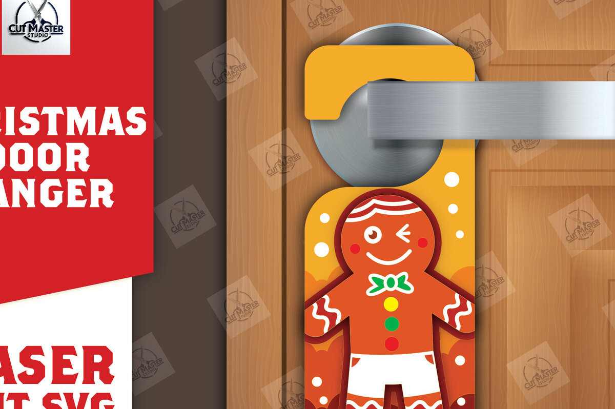 Σετ των 3 Intra απο ξύλο plywood 3mm-4mm πάχος Χριστουγεννιάτικη κρεμάστρα πόρτας Δίασταση 15x15 cm INTRAFABR-110781533