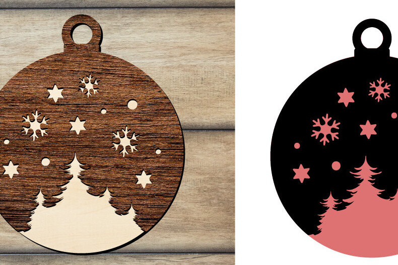 Σετ των 2 Intra απο ξύλο plywood 3mm-4mm πάχος Χριστουγεννιάτικη κρεμάστρα πόρτας κοπής με λέιζερ Δίασταση 15x15 cm INTRAFABR-83010241