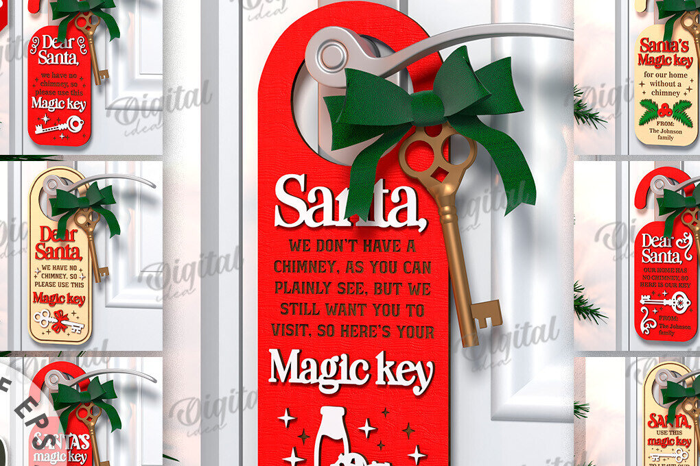 Σετ των 2 Intra απο ξύλο plywood 3mm-4mm πάχος Χριστουγεννιάτικες κρεμάστρες πόρτας Δέσμη κοπής με λέιζερ Δίασταση 15x15 cm INTRAFABR-108508034