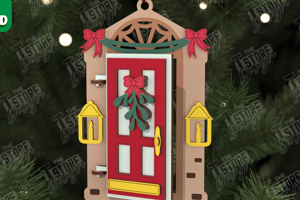 Σετ των 2 Intra απο ξύλο plywood 3mm-4mm πάχος Χριστουγεννιάτικη Πόρτα | Διακοπές | Πρωτοχρονιά |CNC Δίασταση 15x15 cm INTRAFABR-106189837