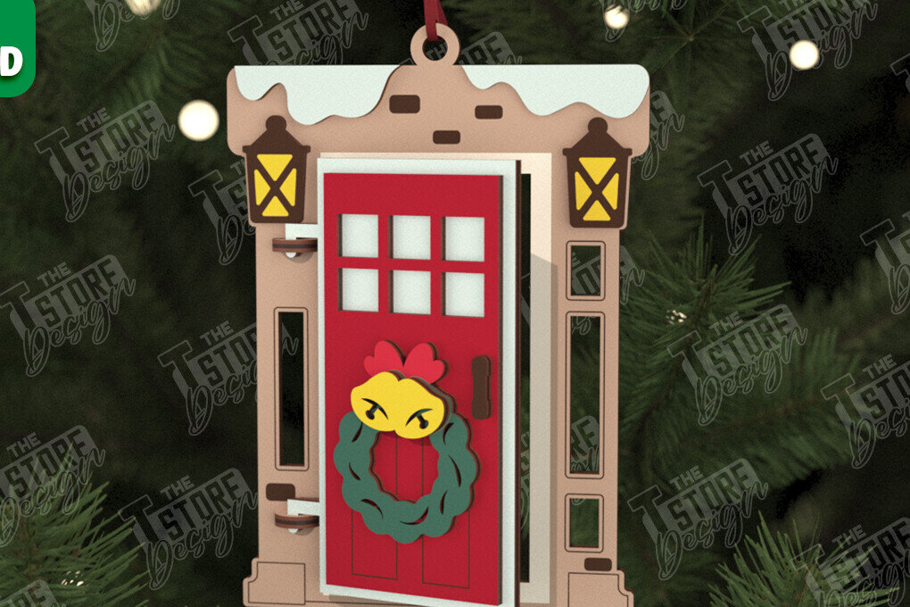 Σετ των 2 Intra απο ξύλο plywood 3mm-4mm πάχος Χριστουγεννιάτικη Πόρτα | Διακοπές | Πρωτοχρονιά |CNC Δίασταση 15x15 cm INTRAFABR-106189804