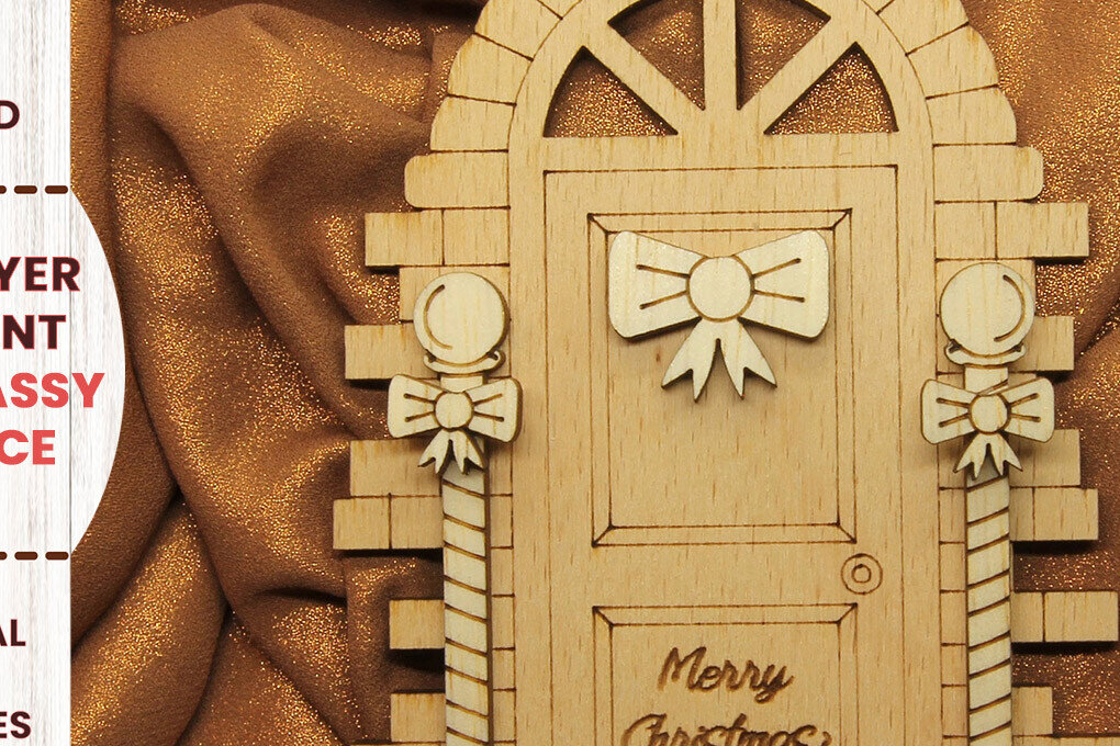 Σετ των 3 Intra απο ξύλο plywood 3mm-4mm πάχος Χριστουγεννιάτικο πολυστρωματικό στολίδι πόρτας Δίασταση 3x3 cm INTRAFABR-82458389
