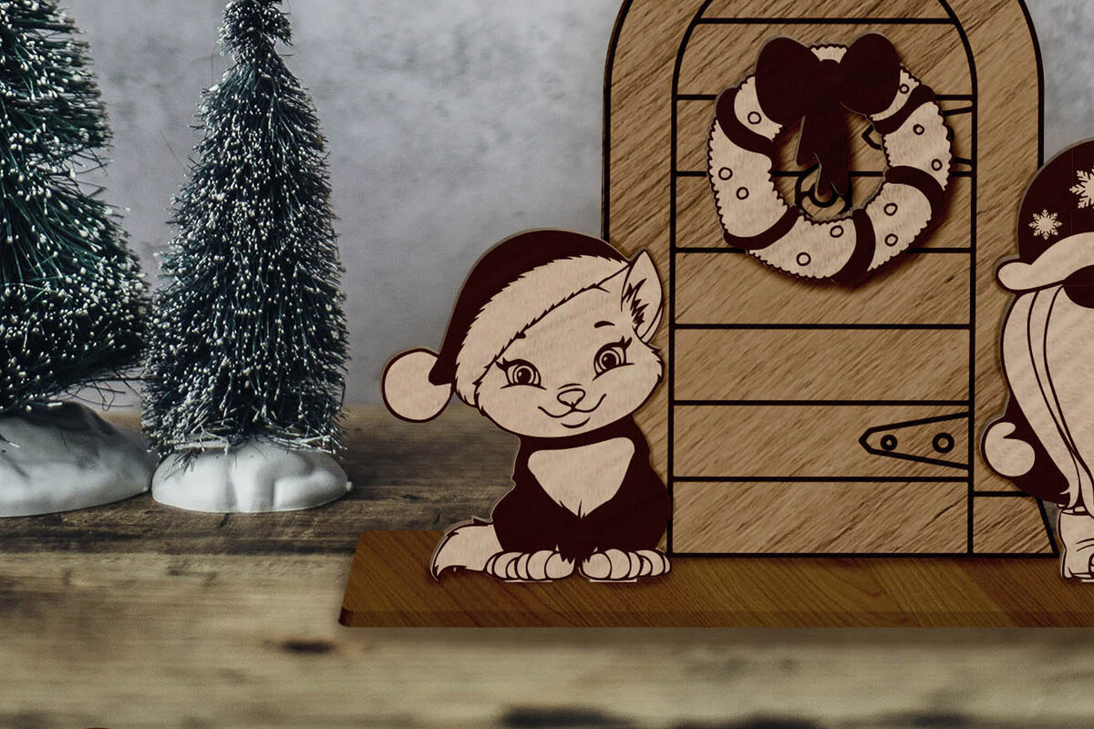 Σετ των 3 Intra απο ξύλο plywood 3mm-4mm πάχος Χριστουγεννιάτικο στολίδι πόρτας, λίμα πολλαπλών στρώσεων Δίασταση 2x2 cm INTRAFABR-86055452