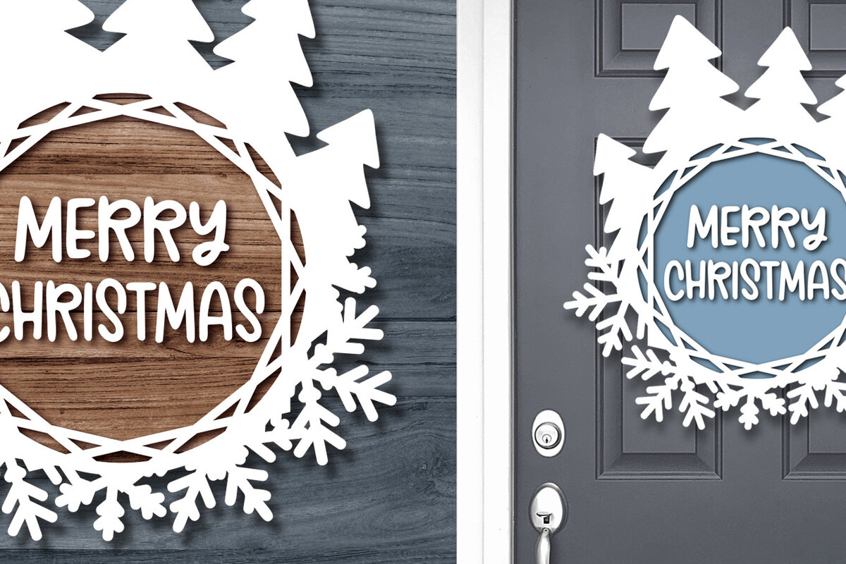 Σετ των 2 Intra απο ξύλο plywood 3mm-4mm πάχος Χριστουγεννιάτικη πινακίδα πόρτας Design Δίασταση 15x15 cm INTRAFABR-20465071