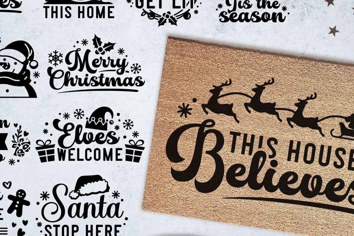 Σετ των 2 Intra απο ξύλο plywood 3mm-4mm πάχος Χριστουγεννιάτικο Doormat . Xmas Δίασταση 15x15 cm INTRAFABR-84487426