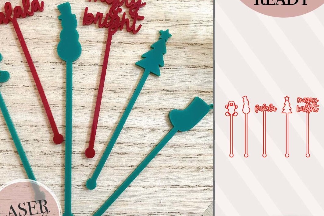 Σετ των 2 Intra απο ξύλο plywood 3mm-4mm πάχος Christmas Drink Stir Sticks Δίασταση 15x15 cm INTRAFABR-72160223