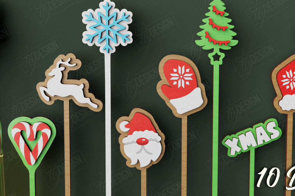 Σετ των 2 Intra απο ξύλο plywood 3mm-4mm πάχος αναδευτήρα για χριστουγεννιάτικο ποτό | CNC Δίασταση 15x15 cm INTRAFABR-106467029