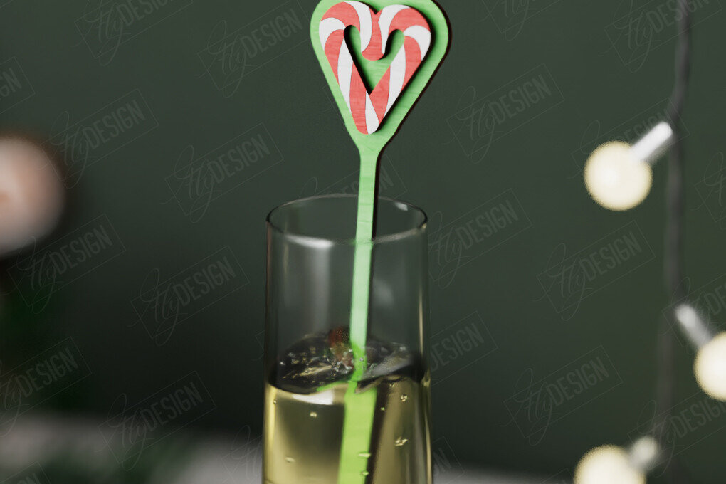 Σετ των 2 Intra απο ξύλο plywood 3mm-4mm πάχος Αναδευτήρας Χριστουγέννων | Μαρκαδόροι ποτών Δίασταση 15x15 cm INTRAFABR-106465851