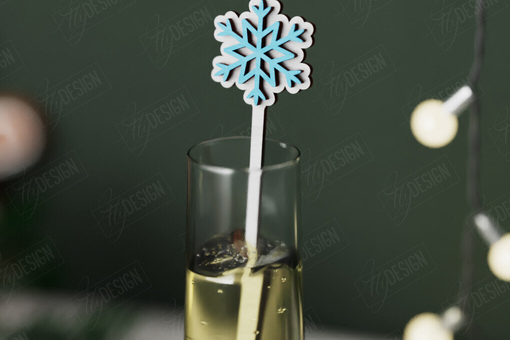 Σετ των 2 Intra απο ξύλο plywood 3mm-4mm πάχος Αναδευτήρας Χριστουγέννων | Μαρκαδόροι ποτών Δίασταση 15x15 cm INTRAFABR-106465797