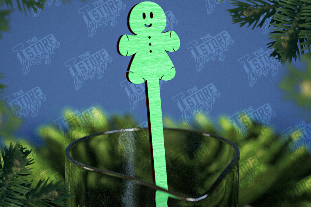 Σετ των 2 Intra απο ξύλο plywood 3mm-4mm πάχος Αναδευτήρες Χριστουγέννων | Δείκτης ποτών Δίασταση 15x15 cm INTRAFABR-107021816