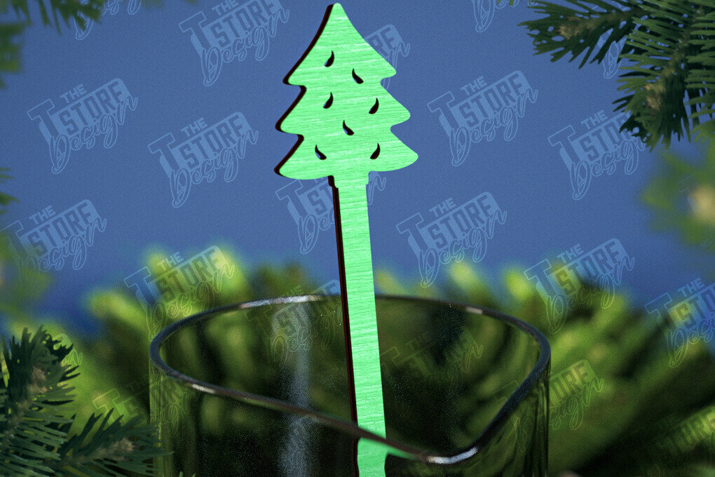 Σετ των 2 Intra απο ξύλο plywood 3mm-4mm πάχος Αναδευτήρες Χριστουγέννων | Δείκτης ποτών Δίασταση 15x15 cm INTRAFABR-107021784