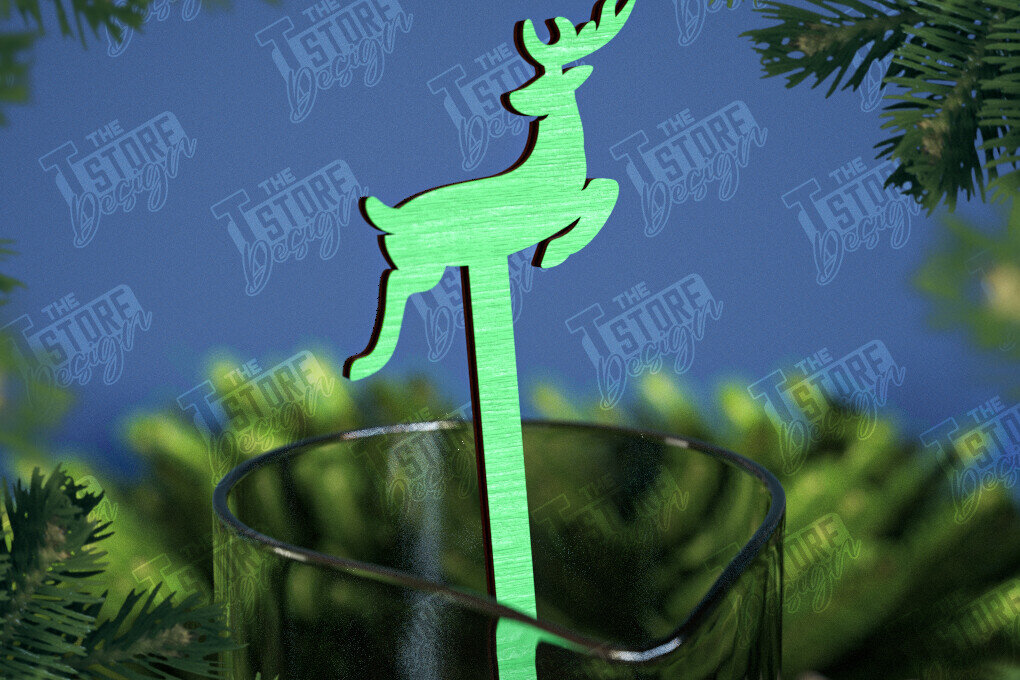 Σετ των 2 Intra απο ξύλο plywood 3mm-4mm πάχος Αναδευτήρες Χριστουγέννων | Δείκτης ποτών Δίασταση 15x15 cm INTRAFABR-107021788