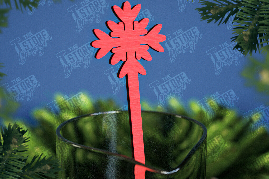 Σετ των 2 Intra απο ξύλο plywood 3mm-4mm πάχος Αναδευτήρες Χριστουγέννων | Δείκτης ποτών Δίασταση 15x15 cm INTRAFABR-107021795