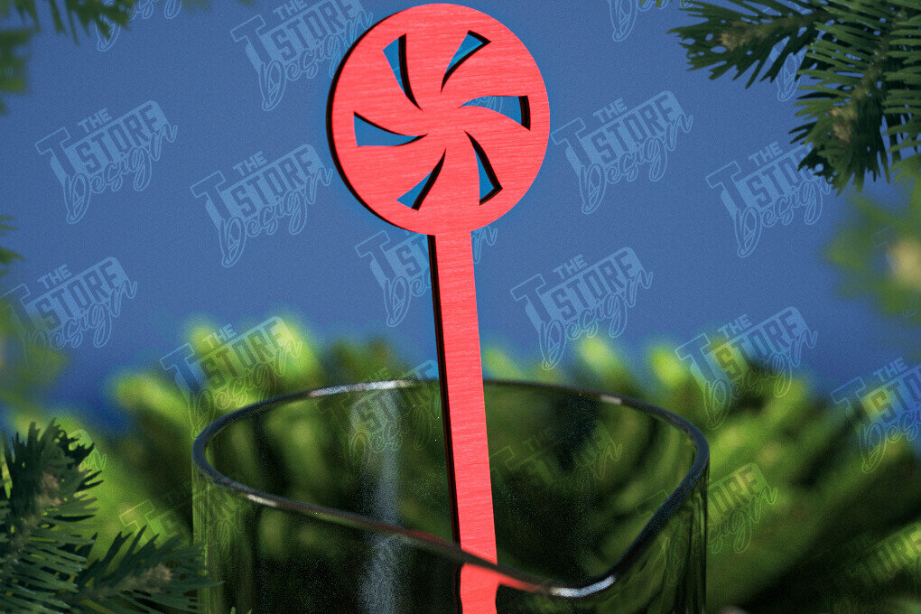 Σετ των 2 Intra απο ξύλο plywood 3mm-4mm πάχος Αναδευτήρες Χριστουγέννων | Δείκτης ποτών Δίασταση 15x15 cm INTRAFABR-107021800