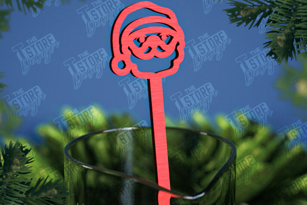 Σετ των 3 Intra απο ξύλο plywood 3mm-4mm πάχος Αναδευτήρες Χριστουγέννων | Δείκτης ποτών Δίασταση 15x15 cm INTRAFABR-107021804