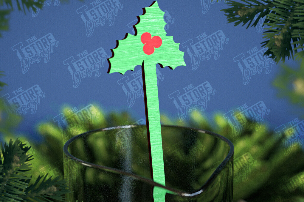 Σετ των 2 Intra απο ξύλο plywood 3mm-4mm πάχος Αναδευτήρες Χριστουγέννων | Δείκτης ποτών Δίασταση 15x15 cm INTRAFABR-107021810