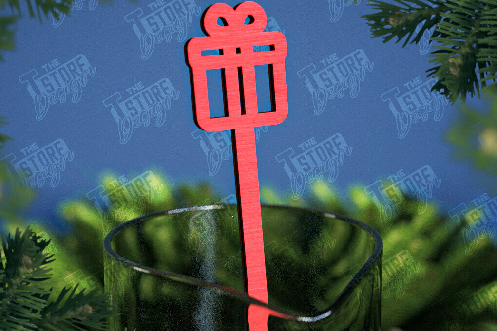 Σετ των 2 Intra απο ξύλο plywood 3mm-4mm πάχος Αναδευτήρες Χριστουγέννων | Δείκτης ποτών Δίασταση 15x15 cm INTRAFABR-107021813