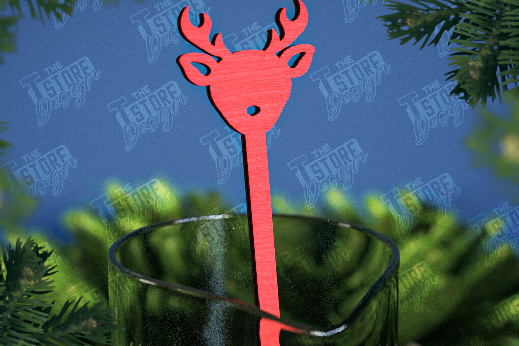 Σετ των 2 Intra απο ξύλο plywood 3mm-4mm πάχος Αναδευτήρες Χριστουγέννων | Δείκτης ποτών Δίασταση 15x15 cm INTRAFABR-107021776