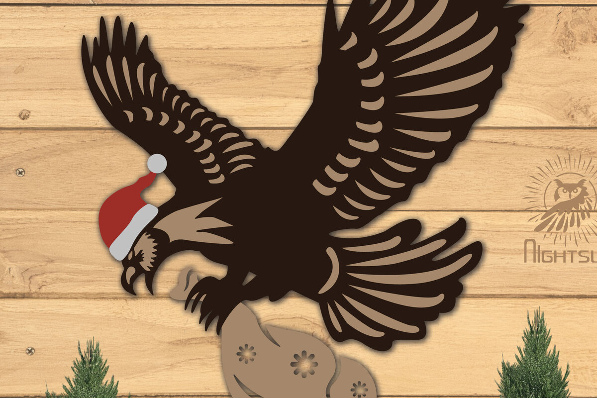 Σετ των 2 Intra απο ξύλο plywood 3mm-4mm πάχος Χριστουγεννιάτικη διακόσμηση με λέιζερ αετού Δίασταση 15x15 cm INTRAFABR-112551751