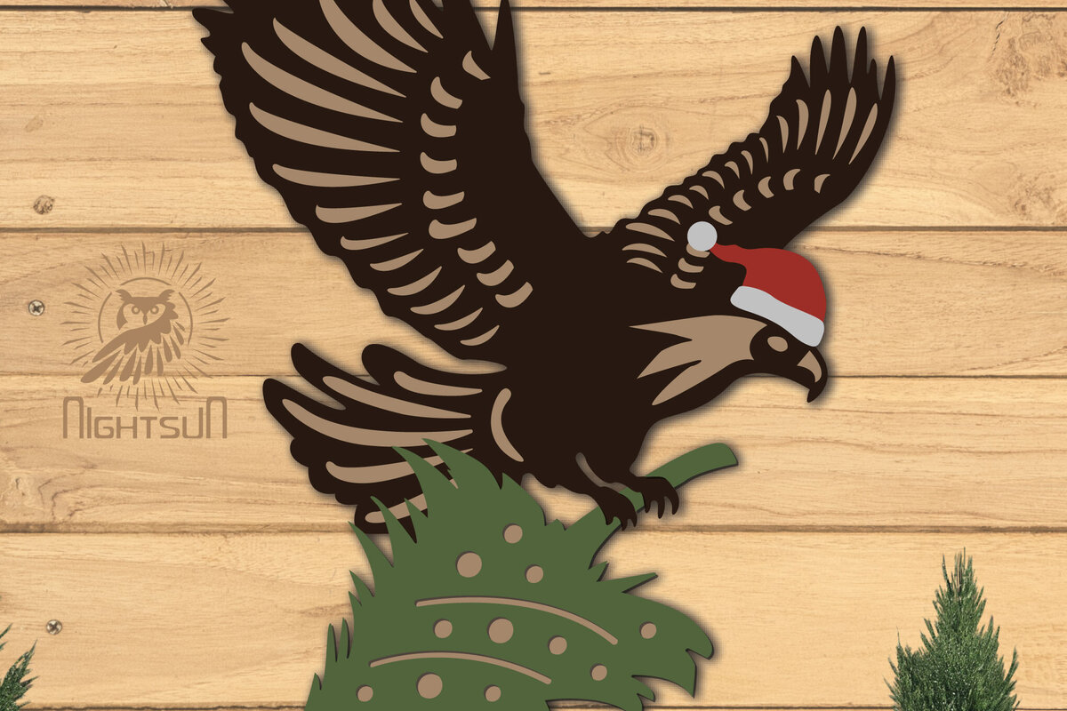 Σετ των 3 Intra απο ξύλο plywood 3mm-4mm πάχος Χριστουγεννιάτικη διακόσμηση με λέιζερ αετού Δίασταση 15x15 cm INTRAFABR-112551780