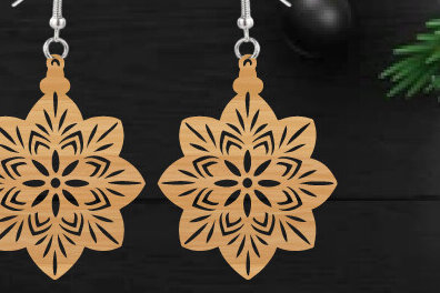 Σετ των 3 Intra απο ξύλο plywood 3mm-4mm πάχος κοπής με λέιζερ Χριστουγεννιάτικο σκουλαρίκι Δίασταση 3x3 cm INTRAFABR-111323776