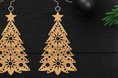 Σετ των 3 Intra απο ξύλο plywood 3mm-4mm πάχος κοπής με λέιζερ Χριστουγεννιάτικο σκουλαρίκι Δίασταση 3x3 cm INTRAFABR-111324008